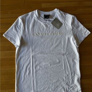 Canada Goose White Raised Logo Crew Tee